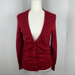 Loft Red Wool Blend Cardigan Sweater